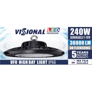 LED HIGH BAY UFO - 240W / DIMMABLE 1-10V / 4000K  VS-UFO-PRO-240W
